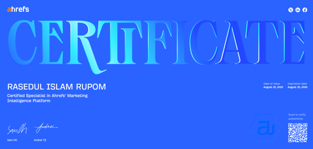 ahref certified - rasedul islam rupom