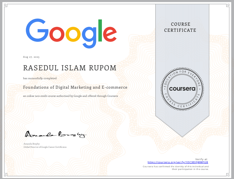 google certification for SEO = Rupom
