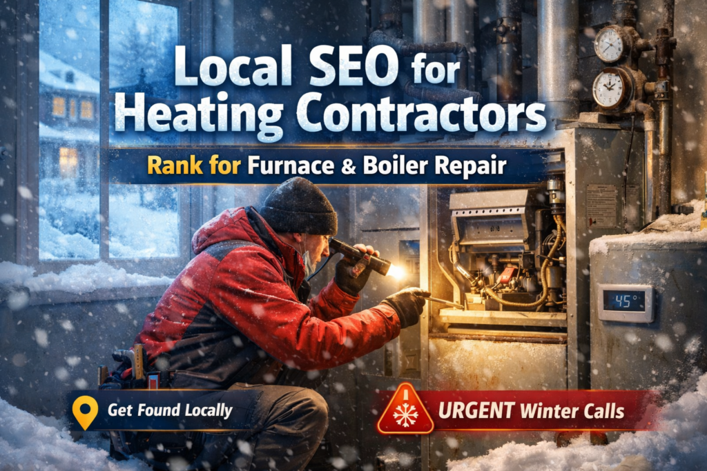 Heating contractor performing furnace repair to improve local SEO for heating contractors in winter